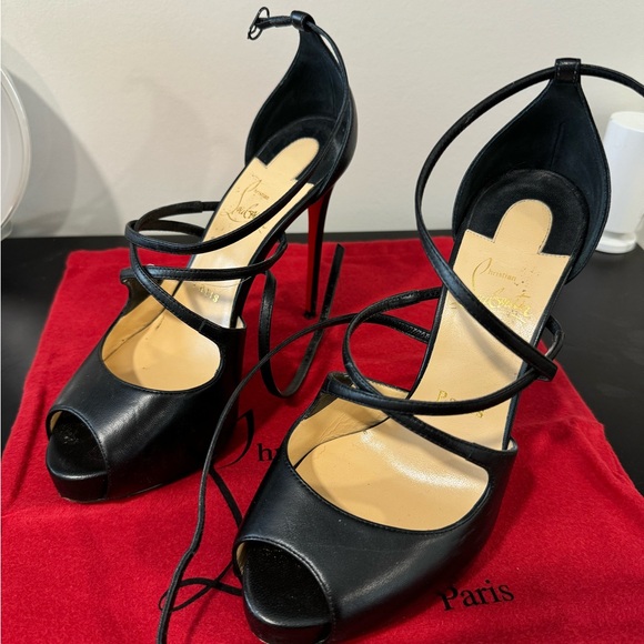 Christian Louboutin Nappa Holly Alta 120 Pumps 36.5 Black - Picture 4 of 13